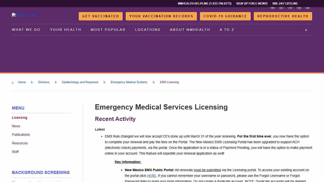 EMS Licensing