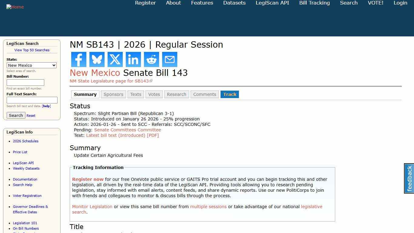 NM SB143 2026 Regular Session LegiScan