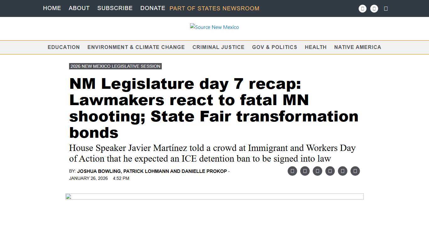 NM Legislature day 7 recap: Lawmakers react to fatal MN shooting; State Fair transformation bonds • Source New Mexico
